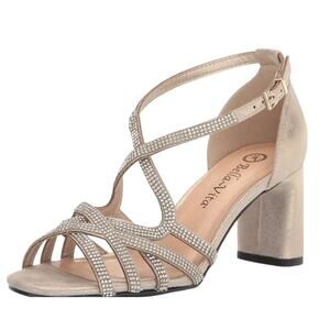 Bella Vita Women's Alliette Dress Soft Gold Metallic Heeled Sandals Size 7W
